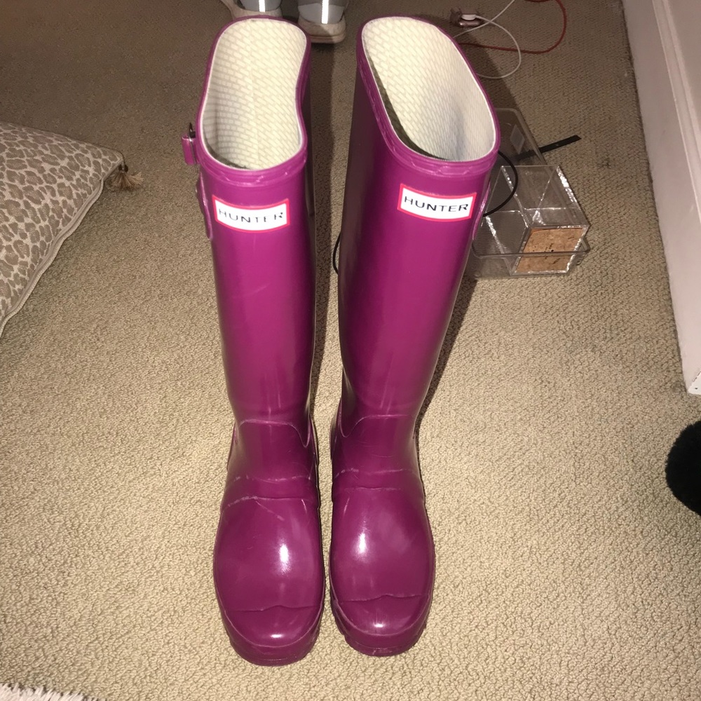 Fuschia tall hunter boots